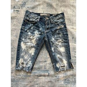 BKE Aiden Distressed Acid Splash Faded Upcycled Cut Off Shorts Men's 29